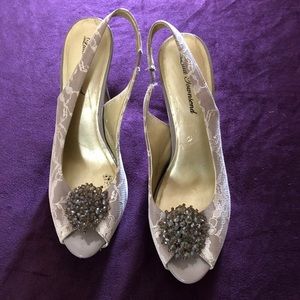 Taupe slingback pumps (matching dress listed sep)